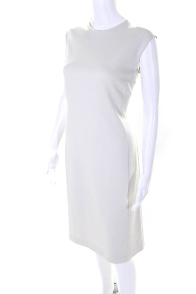 Calvin Klein Collection Womens Sleeveless Sheath Dress Off White Size 14