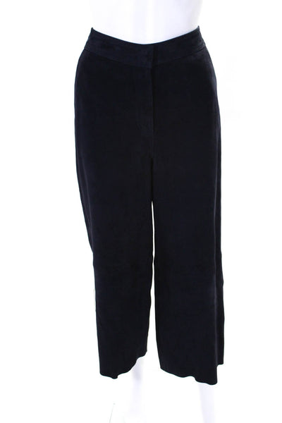 Whistles Womens Suede High-Rise Lined Wide Leg Trousers Midnight Blue Size 8