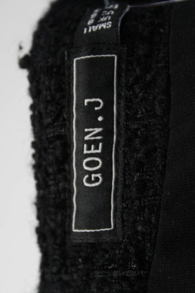 Goen J Womens Wool Textured Fringed Side Zipped A-Line Skirt Black Size 4
