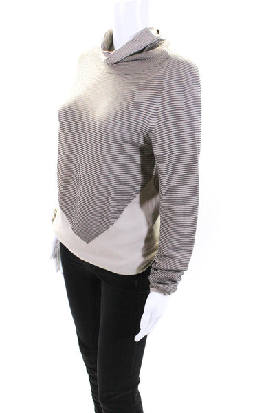 Armani Collezioni Womens Knit High Neck Long Sleeve Pullover Top Taupe Size 10