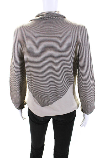 Armani Collezioni Womens Knit High Neck Long Sleeve Pullover Top Taupe Size 10