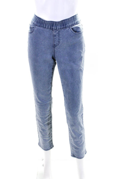 A.Z.I Womens Blue Light Wash Pull On High Rise Straight Leg Jeans Size 6