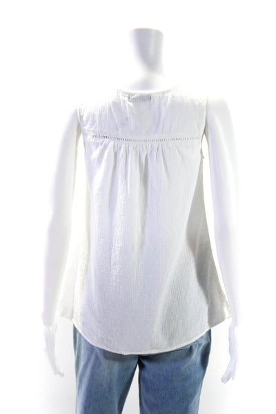 prAna Women's Round Neck Sleeveless Dressy Blouse White Size S