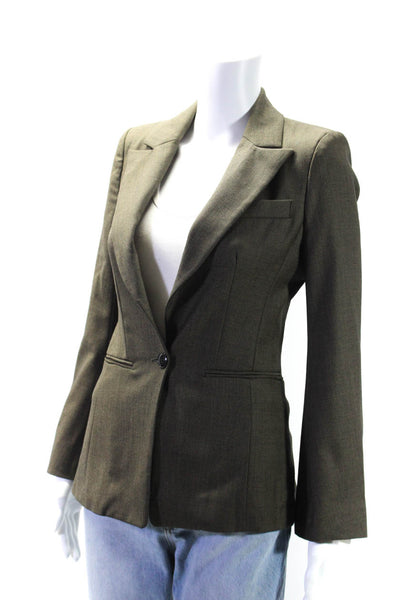 Isabel Marant Womens Brown Textured Wool One Button Long Sleeve Blazer Size 0