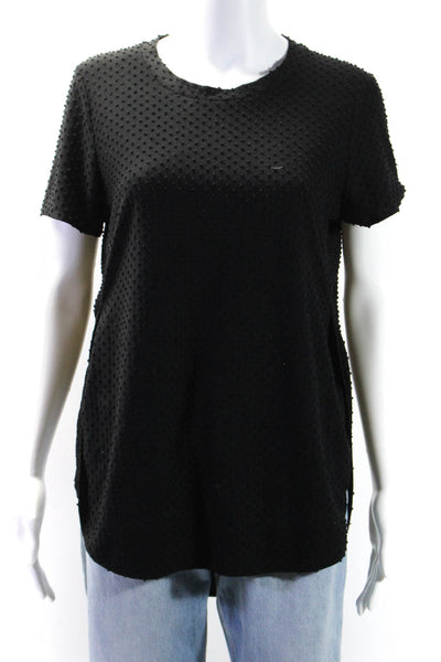 Wilfred Womens Black Textured Crew Neck Short Sleeve Blouse Top Size XS