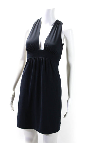 Susana Monaco Womens Navy Plunge Neck Criss Cross Sleeveless Mini Dress Size XS