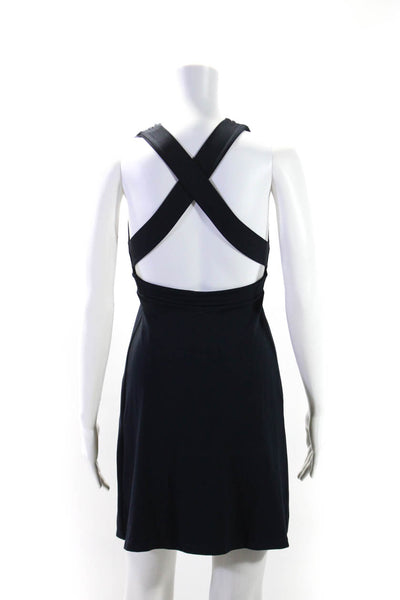 Susana Monaco Womens Navy Plunge Neck Criss Cross Sleeveless Mini Dress Size XS