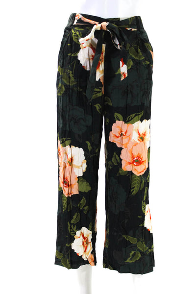 Wilfred Womens Dark Green Floral High Rise Belt Straight Leg Pants Size XS