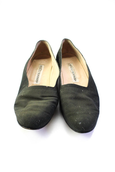 Manolo Blahnik Womens Slip On Round Toe Loafers Black Canvas Size 36.5