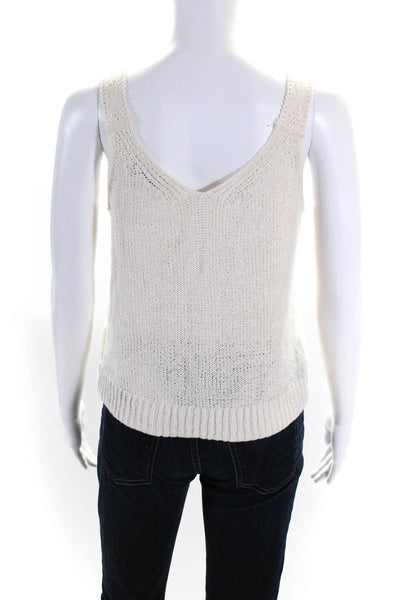 Madewell Womens V Neck Tank Top White Cotton Blend Size Extra Small