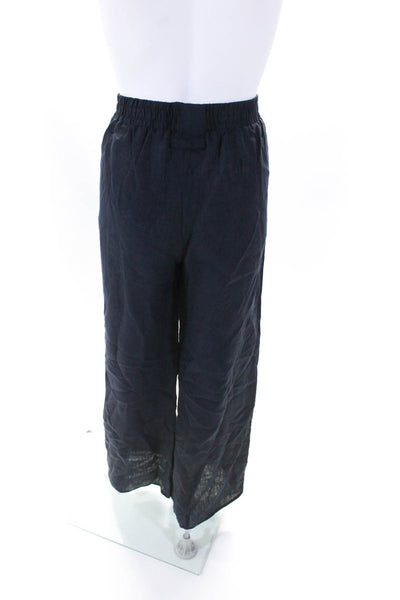 Las Surenas  Womens Cotton Elastic Waist Wide Leg Pants Navy Size M