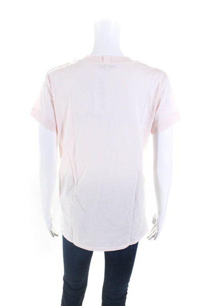 Helmut Lang Womens Light Pink Cotton V-Neck Short Sleeve Basic Tee Top Size L