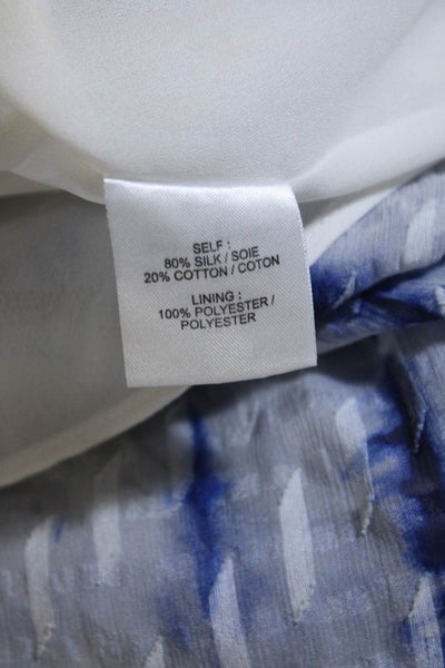 Tanya Taylor Womens Silk Tie Dye V-Neck Ruffled A-Line Dress Blue White Size 10