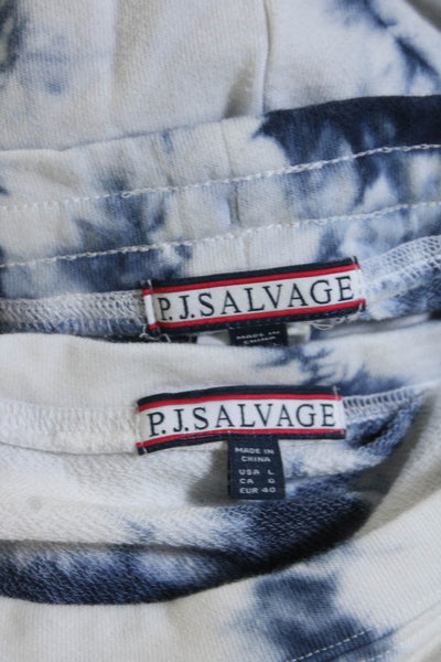 PJ Salvage Womens Cotton Knit Tie Dye Pullover Sweatshirt Sweatpants Blue Size L