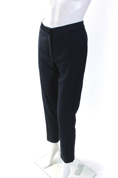 Sandro Womens Pinstriped Skinny Leg Dress Pants Navy Blue Size EUR 38