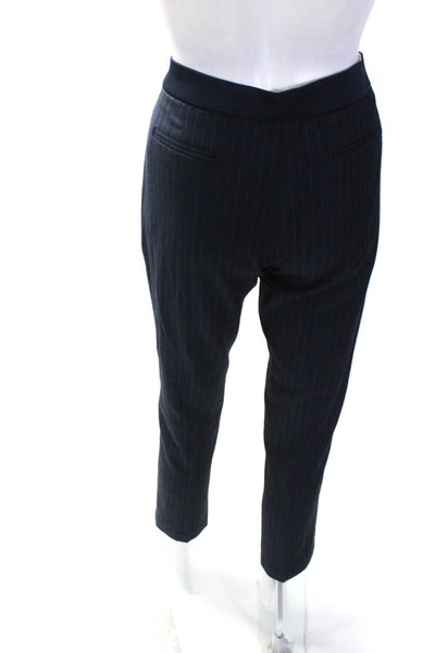 Sandro Womens Pinstriped Skinny Leg Dress Pants Navy Blue Size EUR 38