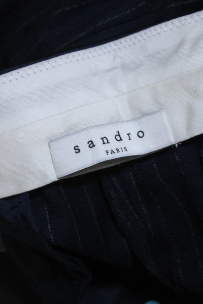 Sandro Womens Pinstriped Skinny Leg Dress Pants Navy Blue Size EUR 38