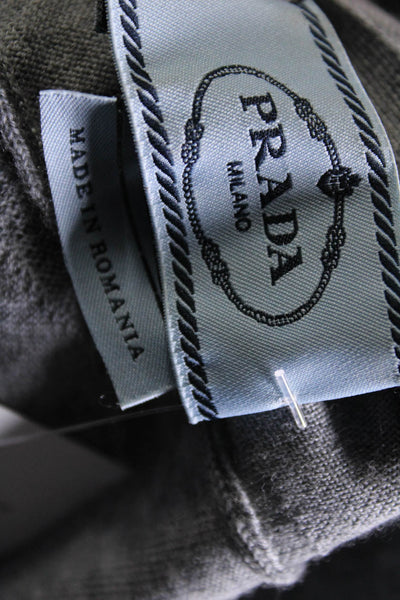Prada Womens Wool Buttoned Long Sleeve V-Neck Cardigan Gray Size EUR46
