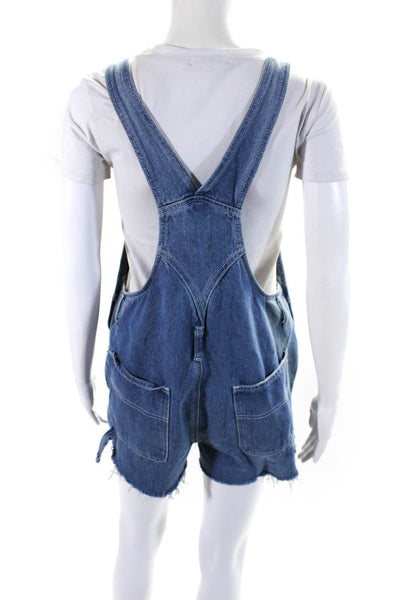 First Of A Kind Womens Cotton Denim Distress Buttoned Overalls Blue Size M