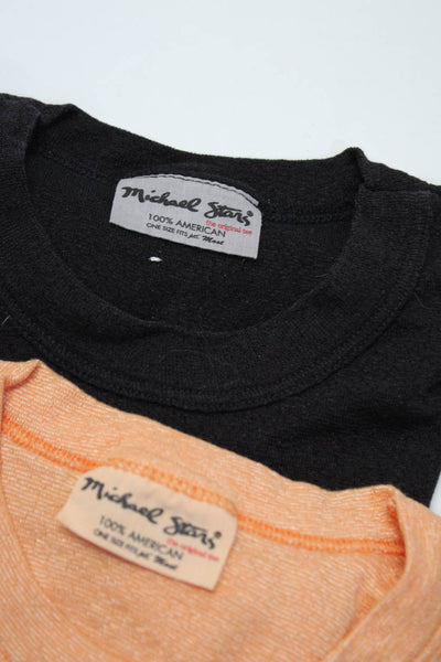 Michael Stars Womens Short Sleeve Knit Tee Shirt Brown Orange One Size Lot 2