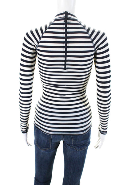 J Crew Womens Mock Neck Long Sleeve Striped Top Blue Size XXS