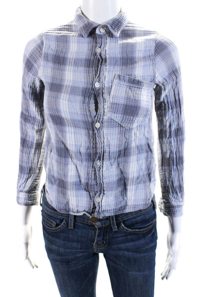CP Shades Boys Cotton Long Sleeve Plaid Button Down Shirt Gray Size XL
