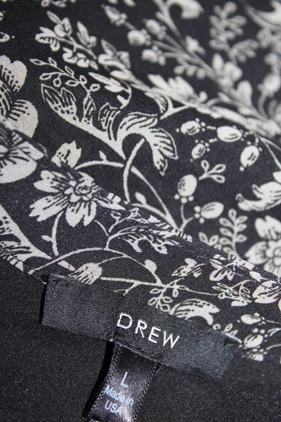 Drew Womens Floral Print V-Neck Long Sleeve Buttoned Maxi Dress Black Size L