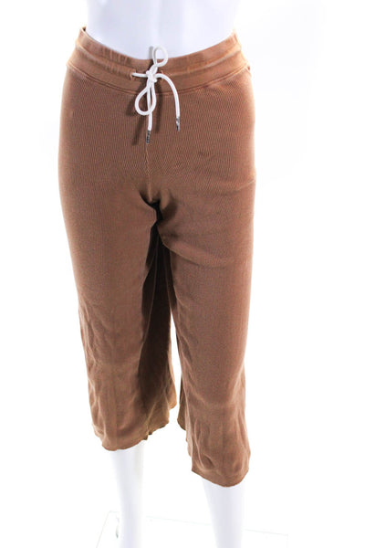 Mate Women's Round Neck Long Sleeves Two Piece Sweat Pant Set Brown Size XS