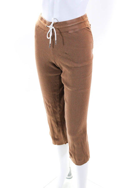 Mate Women's Round Neck Long Sleeves Two Piece Sweat Pant Set Brown Size XS