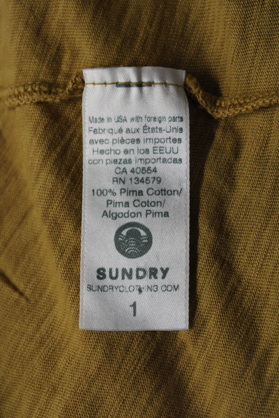 Sundry Womens Cotton Graphic Round Neck Short Sleeve T-Shirt Top Yellow Size 1