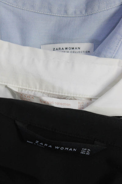 Zara Womens Solid Black Collar Long Sleeve Button Down Blouse Top Size XL L lot3
