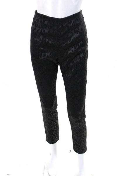 Veronica Beard Womens Animal Print Flat Front Mid-Rise Skinny Pants Black Size 2