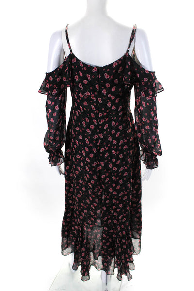 Intermix Womens Floral Print Semi Sheer Off The Shoulder Maxi Dress Black Size 8