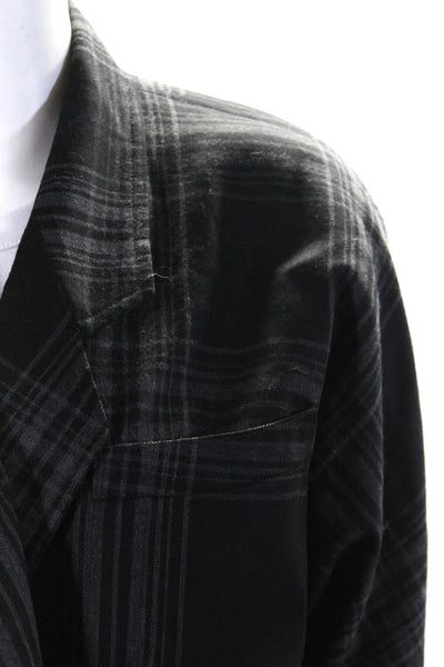 Escada Womens Plaid Dolman Sleeve Double Breasted Blazer Jacket Black Gray IT 34