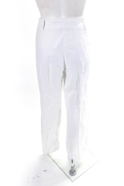 Escada Sport Womens Solid White Linen High Rise Wide Leg Pants Size 40