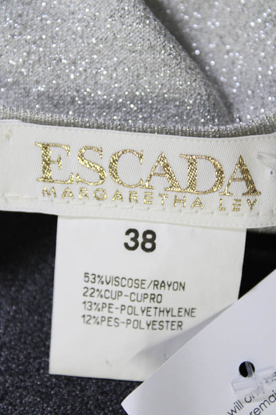 Escada Margaretha Ley Womens Glittery Silver Scoop Neck Tank Top Size 38