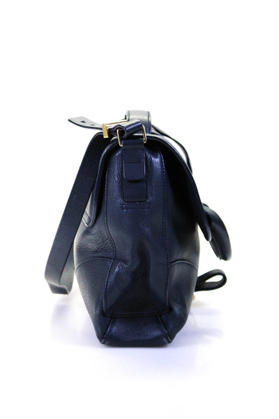 Jason Wu Womens Dark Blue Leather Flap Top Handle Shoulder Bag Handbag