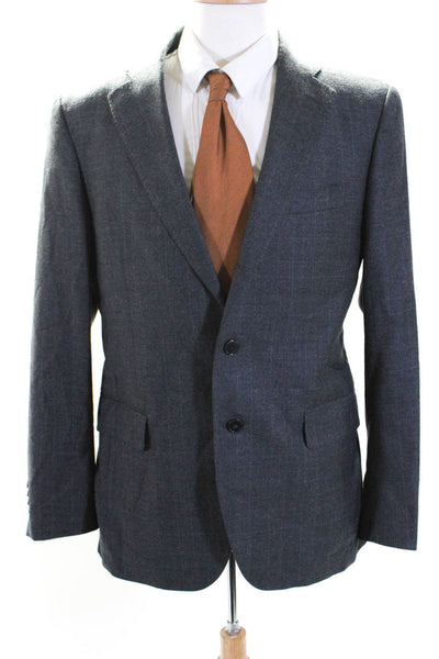 Boggi Mens Gray Wool Plaid Two Button Long Sleeve Blazer Jacket Size 52R
