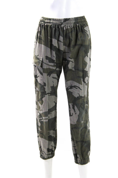 KT x T/Shirt Shoppe Womens Elastic Waistband Camouflage Pants Gray Green S/M