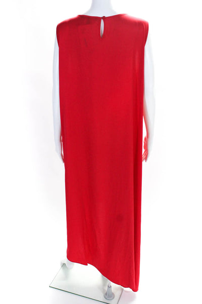 BCBGMAXAZRIA Womens Solid Red Scoop Neck Sleeveless Hi-Low Dress Size L