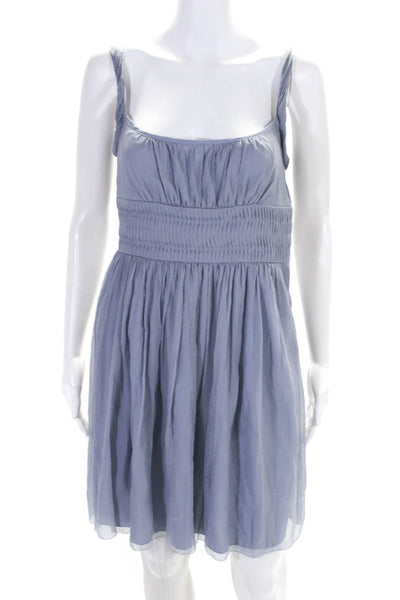 Catherine Malandrino Womens Silk Sleeveless High Waist A Line Dress Blue Size 2