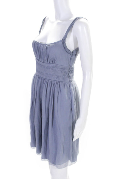 Catherine Malandrino Womens Silk Sleeveless High Waist A Line Dress Blue Size 2