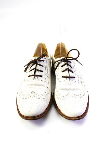 Robert Clergerie Womens Lace Up Wingtip Printed Loafers White Leather Size 6