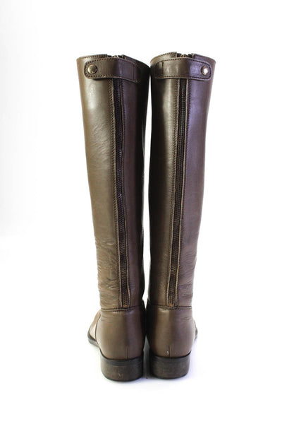 J Crew Womens Back Zip Block Heel Knee High Boots Brown Leather Size 6.5