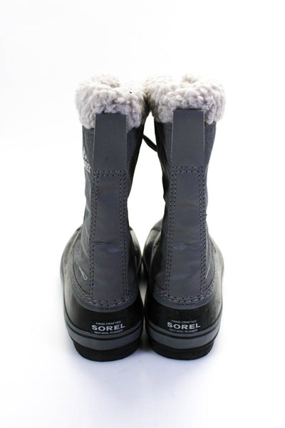 Sorel Mens Rubber Sole Lace Up Faux Sherpa Snow Boots Gray Size 7.5