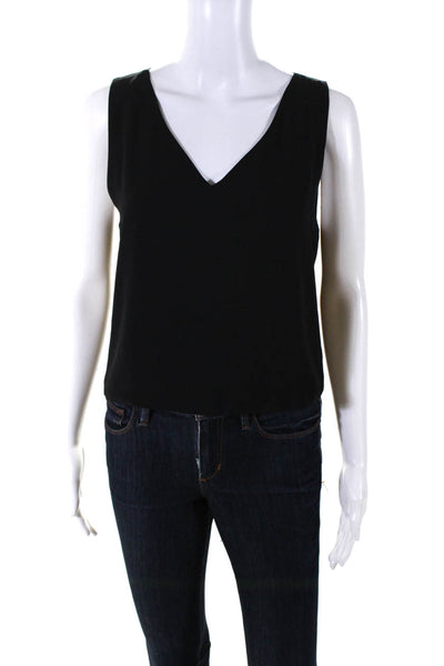 Babaton Womens Rounded Hem V-Neck Pullover Tank Top Blouse Black Size S