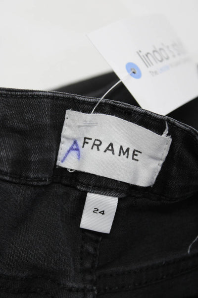 Frame Womens Zipper Fly High Rise Crop Mini Boot Cut Fringe Jeans Gray Size 26