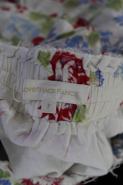 Love Shack Fancy Womens Floral Tiered A Line Skirt White Multi Size Petite