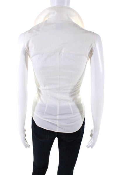 Isabel Marant Womens Button Front Ruffled V Neck Silk Camenio Top White FR 34