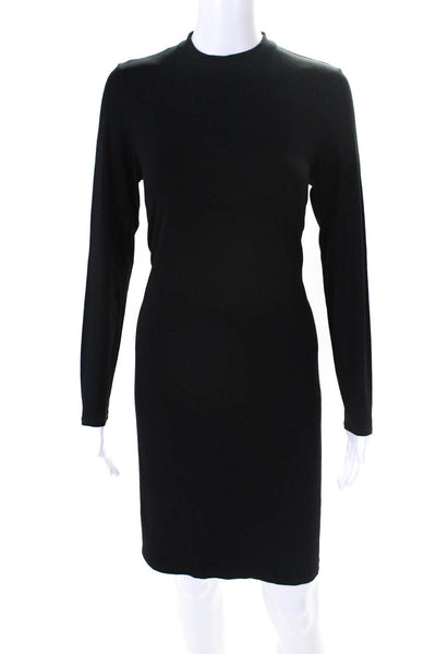 Eileen Fisher Womens High Neck Long Sleeve Knee Length Dress Black Size S